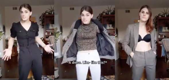 Eva mocks the transphobic insult in a viral Twitter video