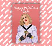A Valentine's Day card featuring icon Moira Rose from Schitt's Creek