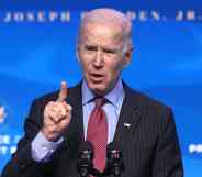 Joe Biden gesturing with his index finger