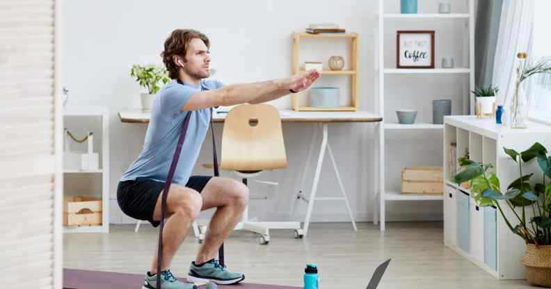 Man exercising at home