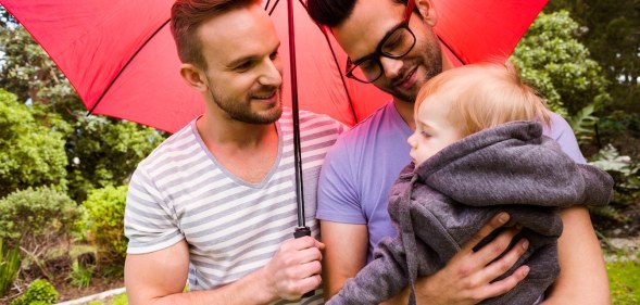 Gay dads with their child