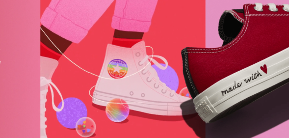 The Converse Valentine's Day collection features rainbow high tops. (@Manonlouart/Converse)
