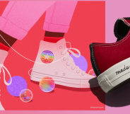 The Converse Valentine's Day collection features rainbow high tops. (@Manonlouart/Converse)