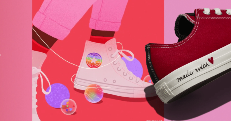 The Converse Valentine's Day collection features rainbow high tops. (@Manonlouart/Converse)