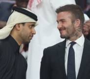 David Beckham with Nasser al-Khelaifi, chairman of Qatar Sports Investments