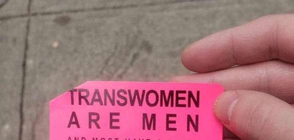 transphobic stickers in Manhattan