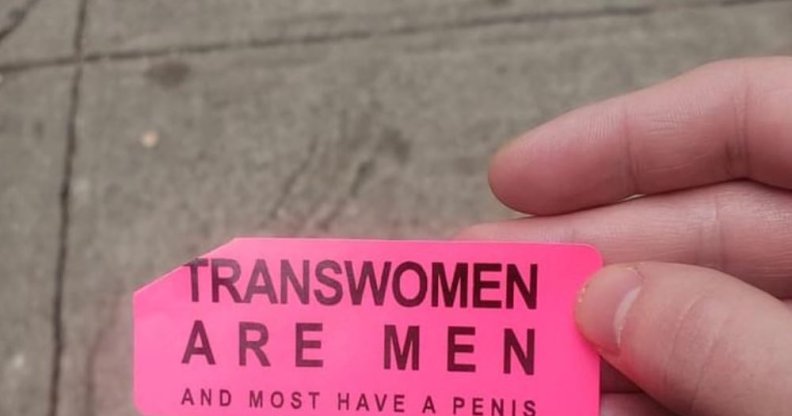 transphobic stickers in Manhattan