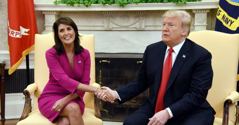 Donald Trump and Nikki Haley, former United States Ambassador to the United Nations