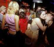 Gay club lesbian women kissing