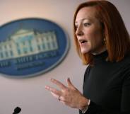 White house press secretary jen psaki talking to reporters