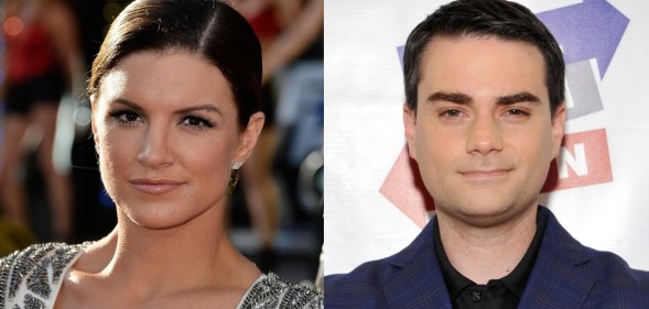 Headshots of Gina Carano and Ben Shapiro