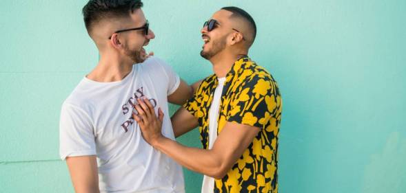 gay couple laughing