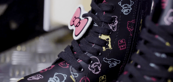 One of the boots from the Dr. Martens x Hello Kitty collection. (Dr. Martens)