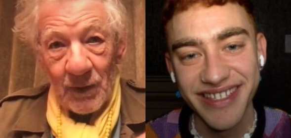 Sir Ian McKellen and Olly Alexander on a video call