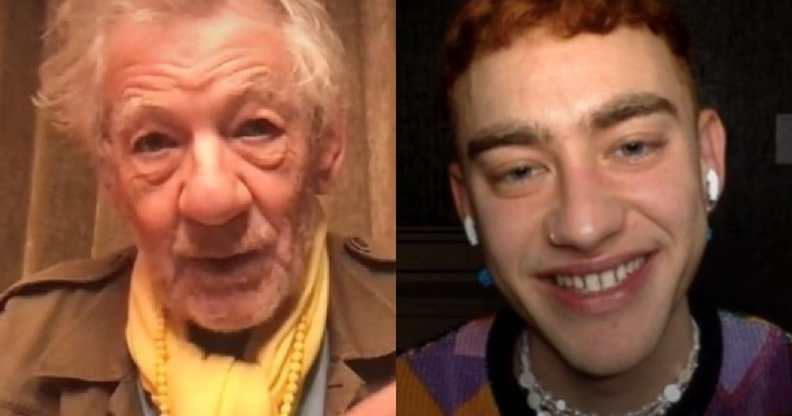 Sir Ian McKellen and Olly Alexander on a video call