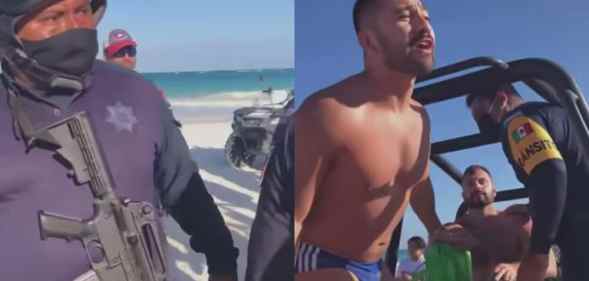 Armed police arresting gay men in Mexico