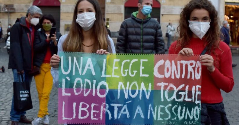 Italy hate crime law protest