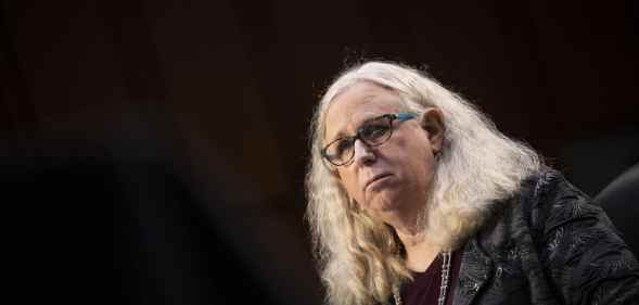 Rachel Levine testifies at her confirmation hearing before the Senate Health, Education, Labor, and Pensions Committee