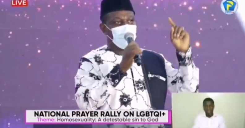 Emmanuel Kwasi Bedzrah speaks at the National Prayer Rally on LGBTQI+