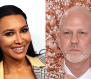 On the left: Naya River smiles at the camera. On the right: Ryan Murphy stares with a stoney expression