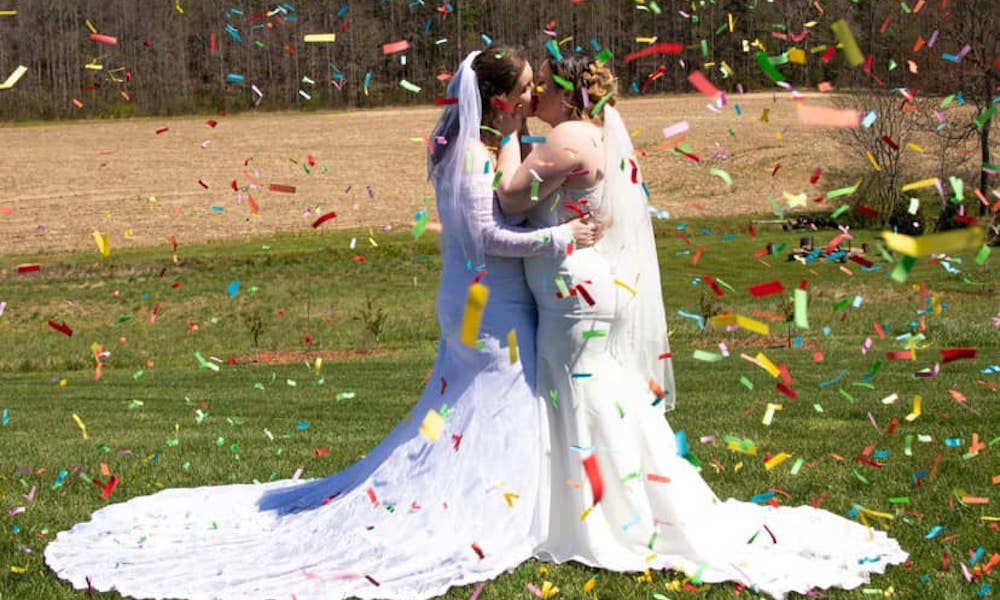 same-sex couple Clarissa and Teegan Templeton at their wedding
