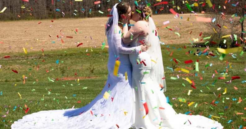 same-sex couple Clarissa and Teegan Templeton at their wedding