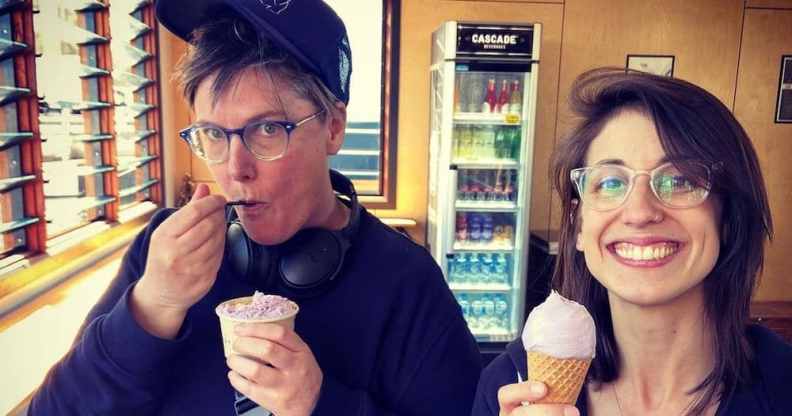 Comedian Hannah Gadsby with wife Jenney Shamash