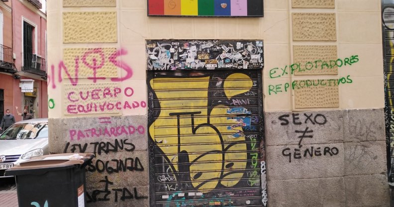 Spain: LGBT centre vandalised with transphobic graffiti opposing trans law
