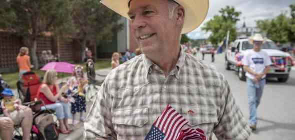 Greg Gianforte Montana parade american flags