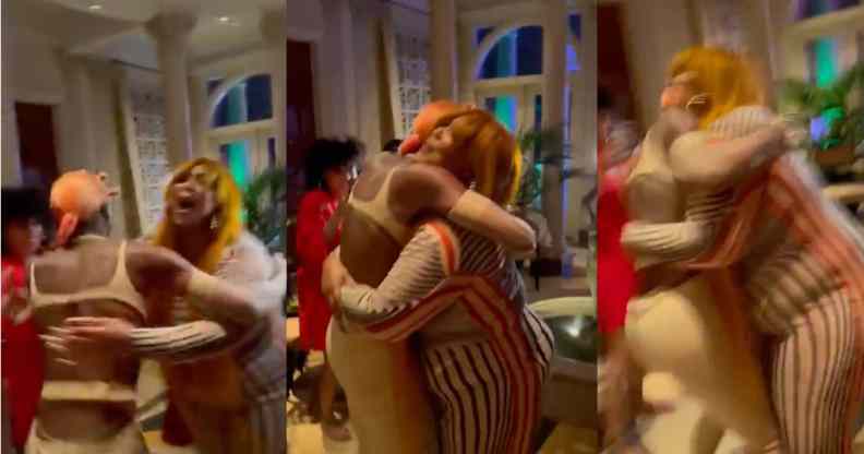 Lizzo and Symone hugging