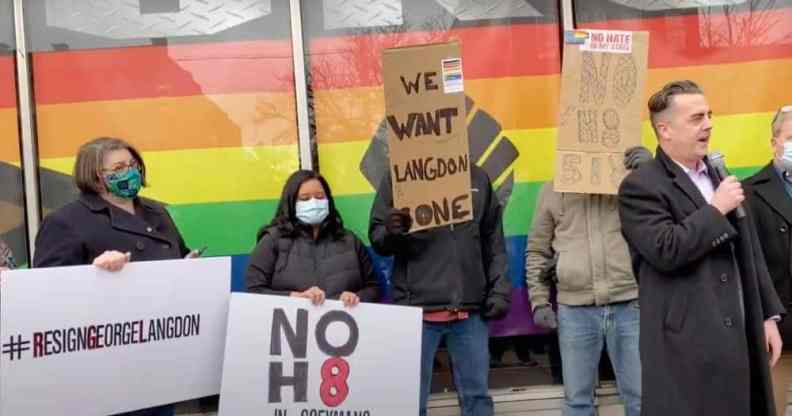 Albany County legislature chair Andrew Joyce protestors George Langdon IV
