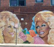 RuPaul Dolly Parton mural Beauty Parade Hair Salon North Carolina