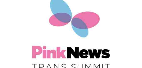 Text reading PinkNews Trans Summit with a logo of a butterfly in blue and pink