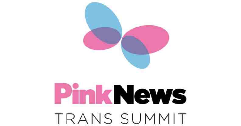 Text reading PinkNews Trans Summit with a logo of a butterfly in blue and pink