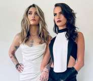 Paris Jackson (L) and Cara Delevingne pose for a photo before heading to an Oscars party