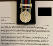 Trans veteran returns Afghanistan war medal to Boris Johnson in 'disgust'