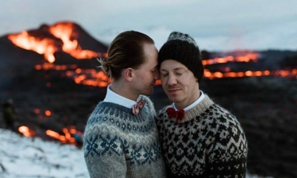 Gay volcano wedding