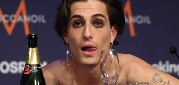 Vocalist Damiano David of the Maneskin rock band representing Italy, the winner of the 2021 Eurovision Song Contest