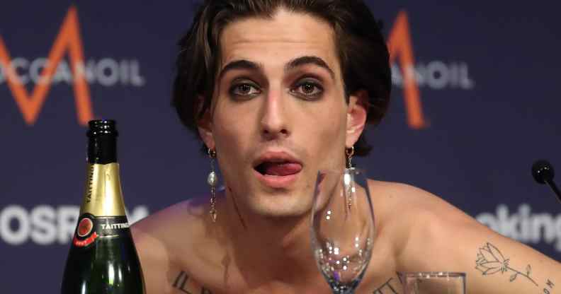 Vocalist Damiano David of the Maneskin rock band representing Italy, the winner of the 2021 Eurovision Song Contest