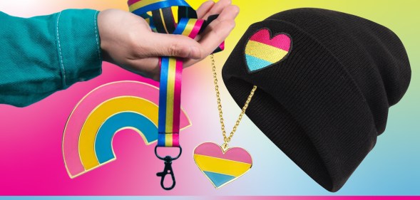 You can get some awesome gifts featuring the pansexual flag colours.
