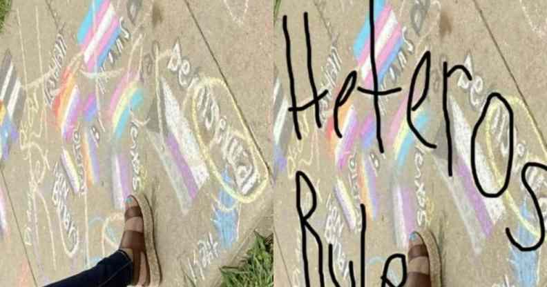 Sartartia Middle School teacher texas chalk art heteros rule LGBT pride lags