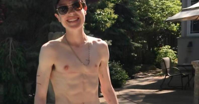 Elliot Page shirtless pool