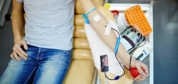 man giving blood donation