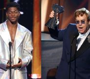 Lil Nas X and Elton John at the 2021 iHeartRadio Music Awards