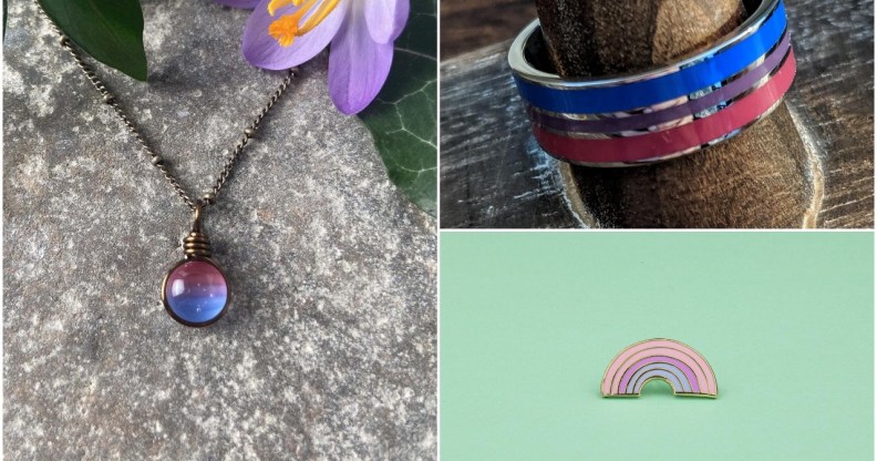 Some of the amazing gifts you can get featuring the bi flag colours.