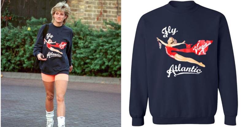 Fans can get the 'Fly Virgin Atlantic' sweater regularly worn by Princess Diana. (Photo by Anwar Hussein/WireImage)
