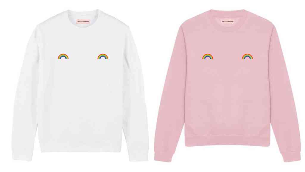 The rainbow nipple sweatshirt for Pride 2021 is available in four colours. (The Spark Company)
