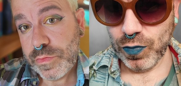 English teacher Nick Popadich wearing makeup