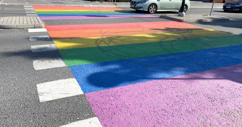 rainbow Pride crossing in Turku, Finland.
