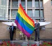 Pride flag at the US embassy in Russia